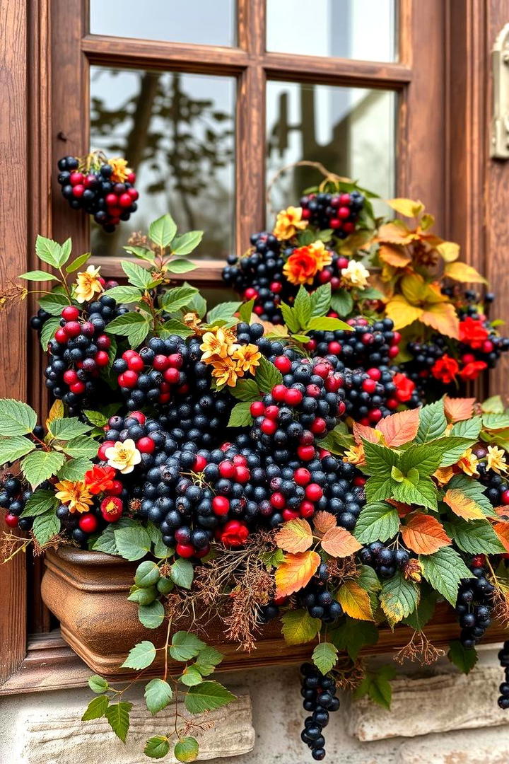 Rustic Berry Bounty - 30 Fall Window Box Ideas