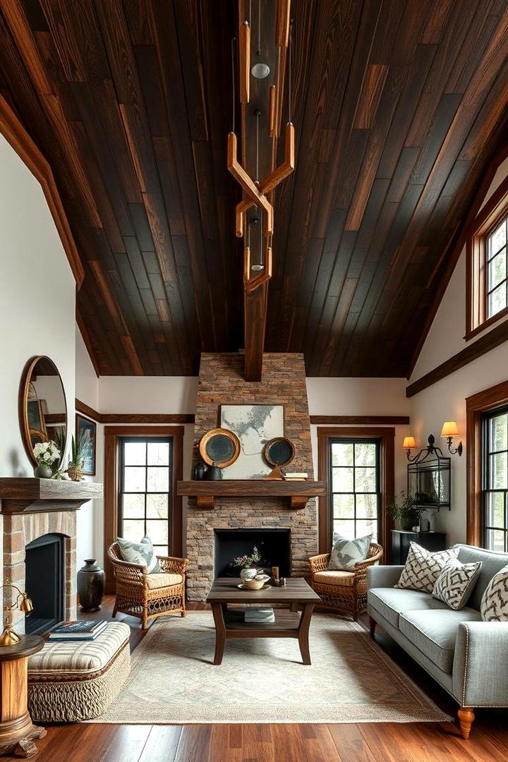 Rustic Black Wooden Ceiling - 30 Black Ceiling Design Ideas