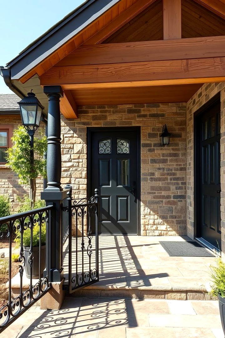 Rustic Black Wrought Iron Details - 30 Black Porch Ideas