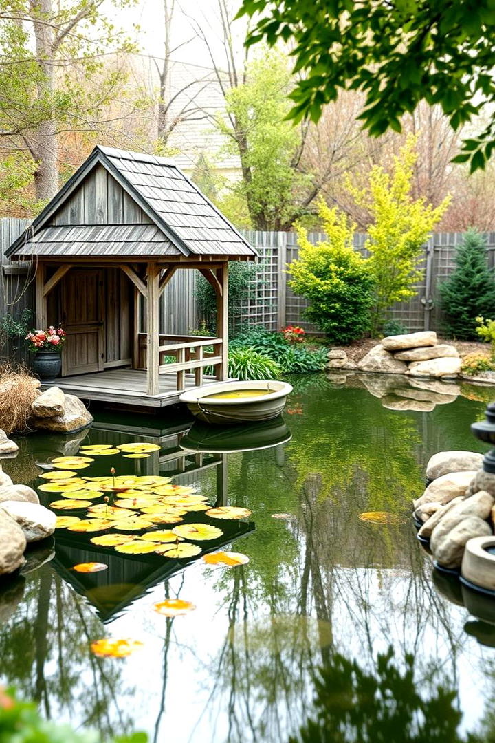 Rustic Boathouse Pond - 30 Backyard Pond Ideas