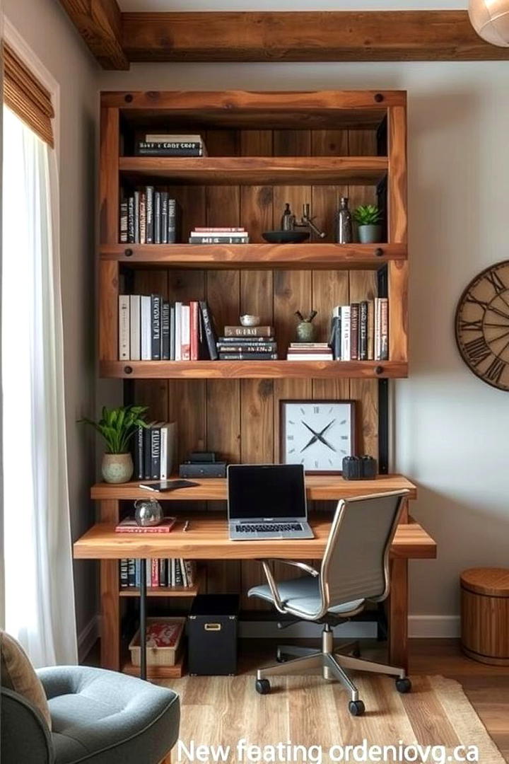 Rustic Bookshelf Display - 30 Rustic Home Office Ideas