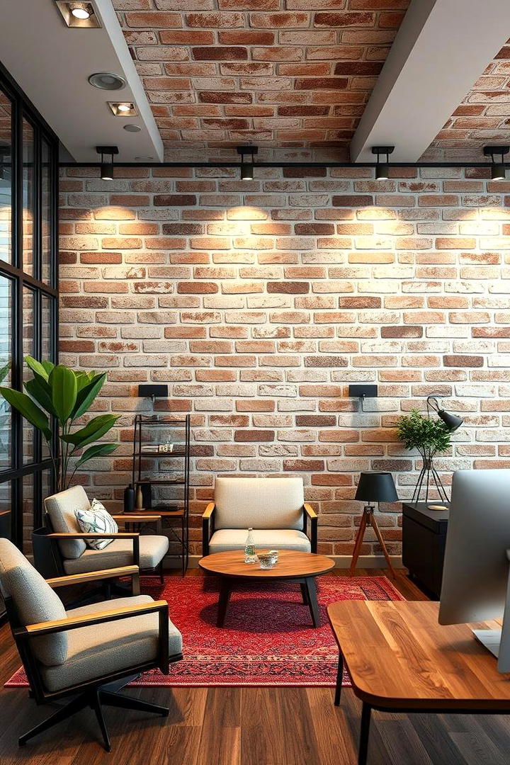 Rustic Brick Accents - 30 Office Wallpaper Ideas