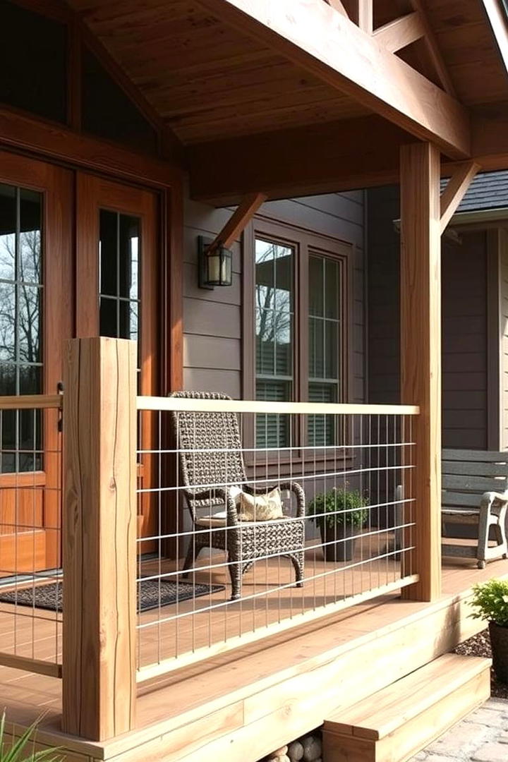 Rustic Cable Railings - 30 Rustic Front Porch Ideas