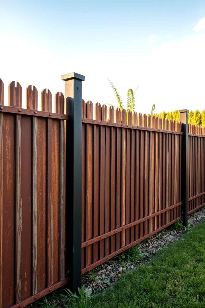 Rustic Charm with Corten Steel Fence - 30 Decorative Fence Ideas