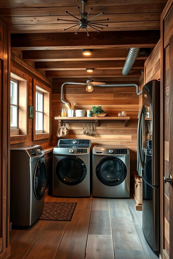 Rustic Charm with Wood Accents - 30 basement laundry room ideas