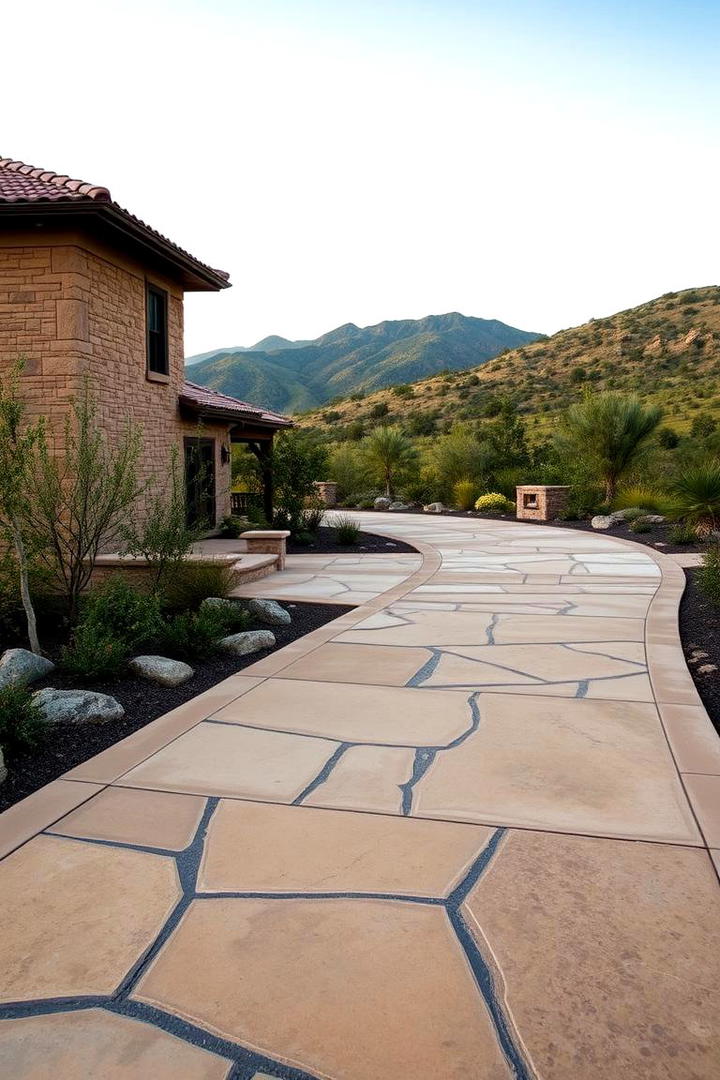 Rustic Concrete Driveway - 30 Concrete Driveway Ideas