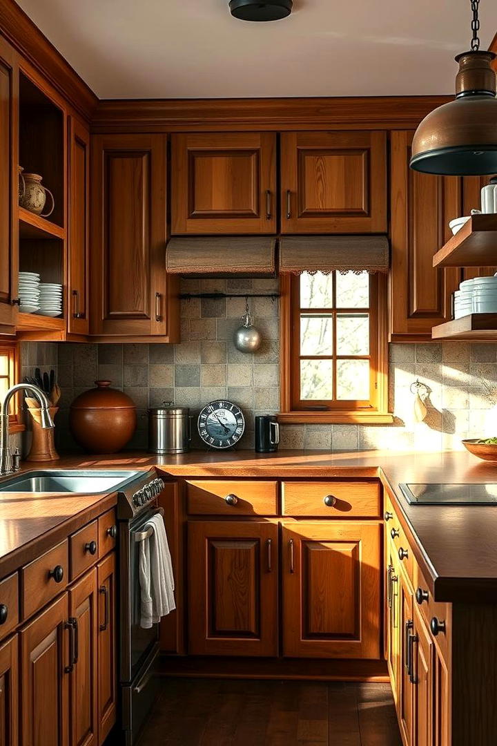 Rustic Copper Accents - 30 what color countertops go with oak cabinets