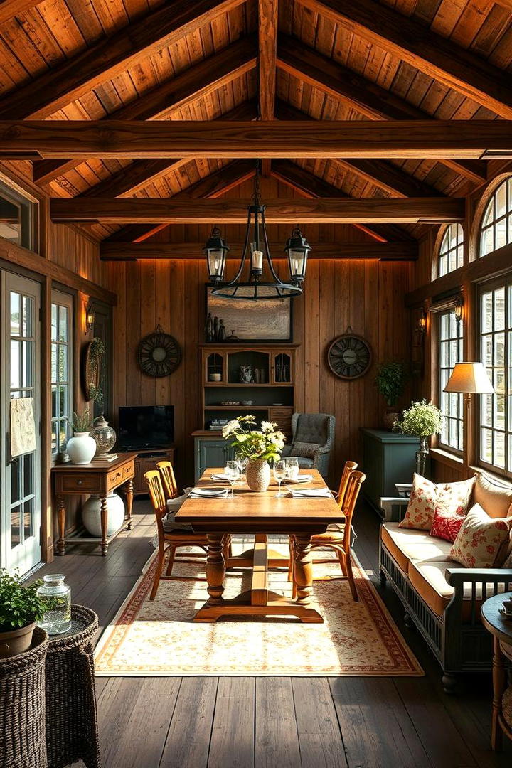 Rustic Country Charm Dining - 30 Sunroom Dining Room Ideas