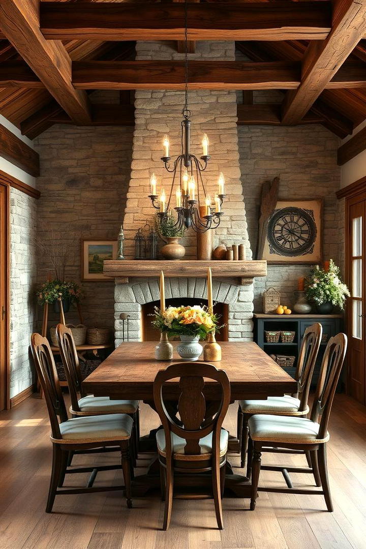 Rustic Country Warmth - 30 Dining Room With Fireplace