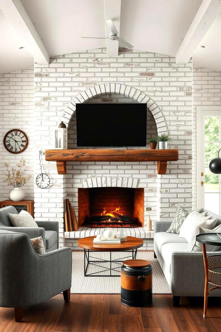 Rustic Elegance with White Brick - 30 White Brick Fireplace Ideas