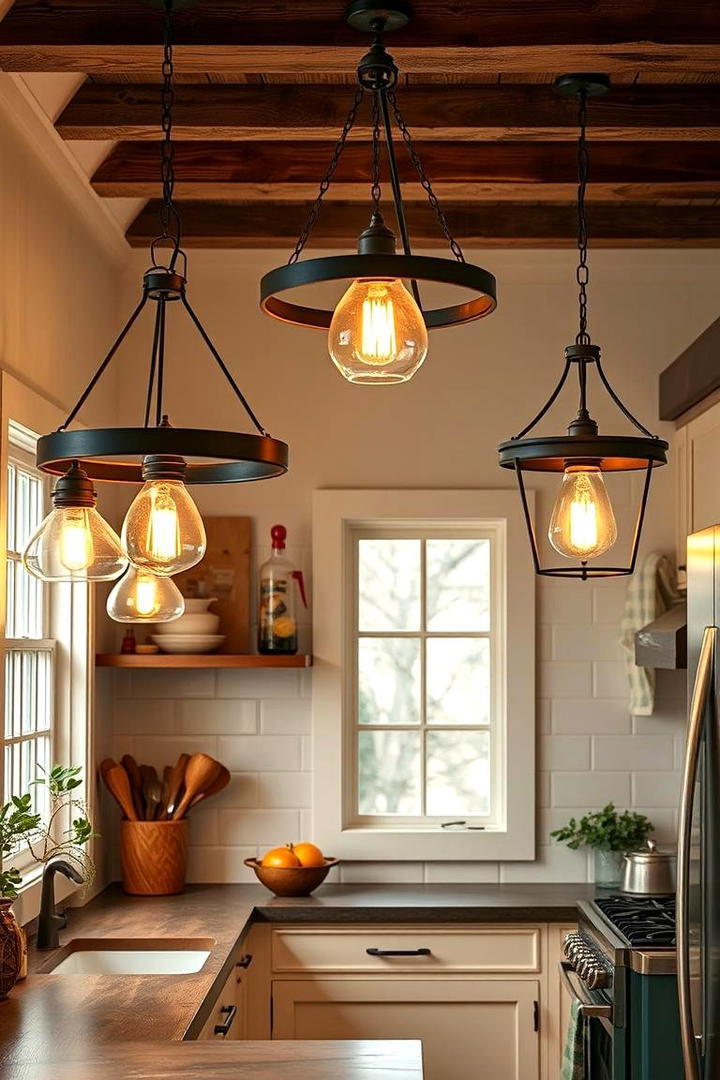 Rustic Farmhouse Chandeliers - 30 Small Kitchen Lighting Ideas