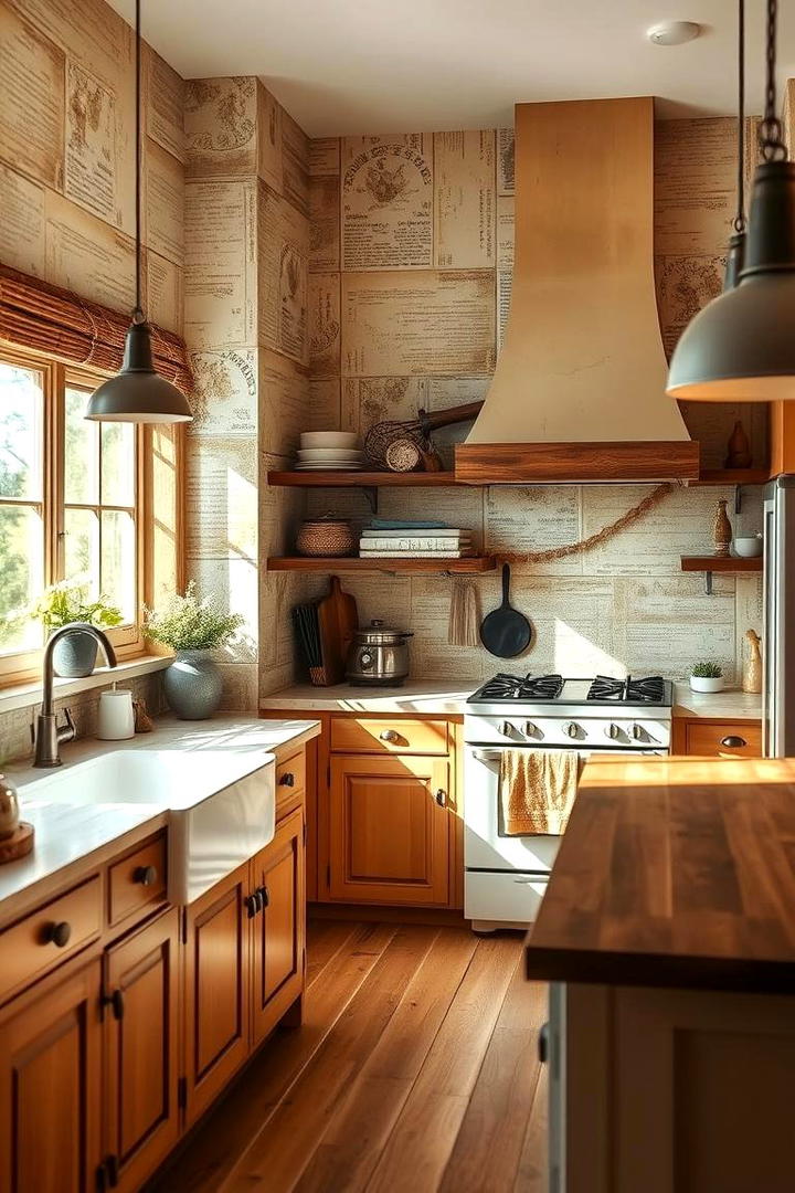 Rustic Farmhouse Vibes - 30 Kitchen Wallpaper Ideas