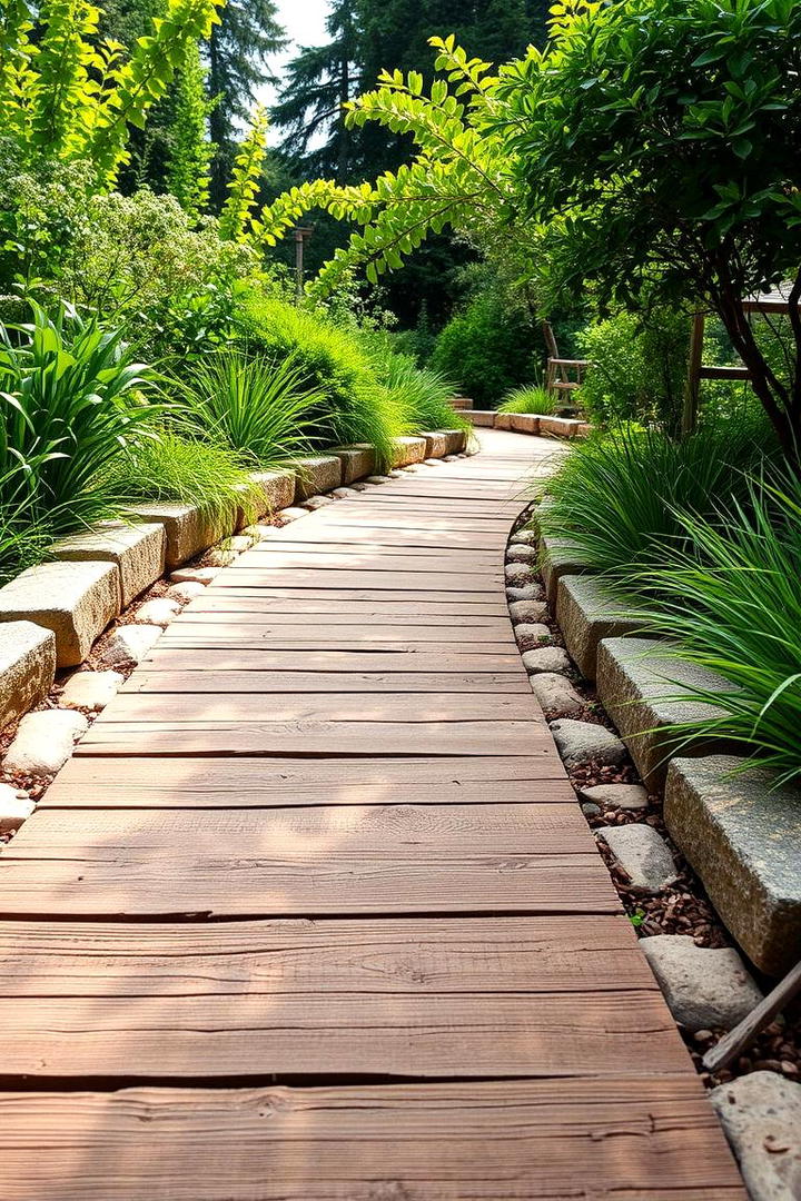 Rustic Garden Walkway - 30 Wooden Walkway Ideas