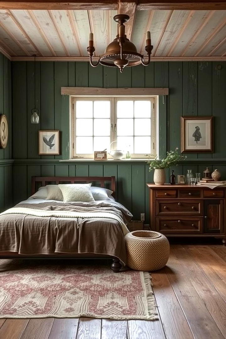 Rustic Green Panelling - 30 Green Panelling Bedroom Ideas