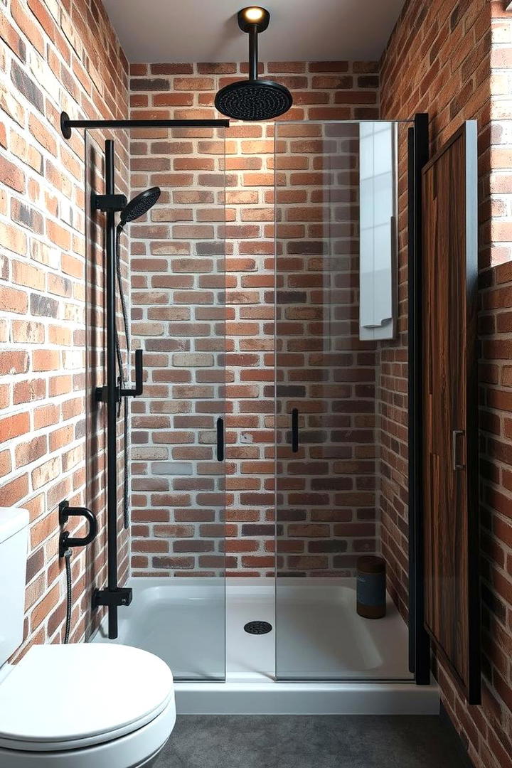 Rustic Industrial Shower Nook - 30 Corner Shower Ideas