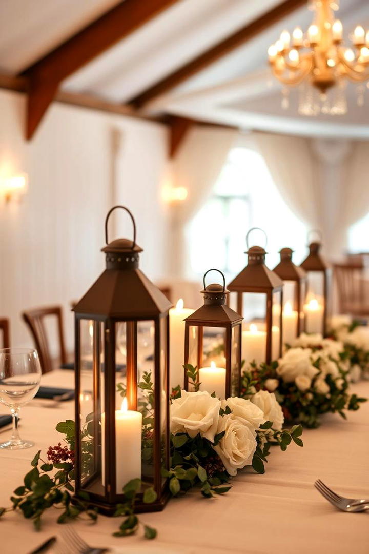 Rustic Lantern Display - 30 non-floral wedding centerpiece ideas