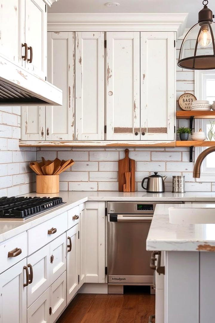 Rustic Metal Details - 30 Rustic White Kitchen Ideas