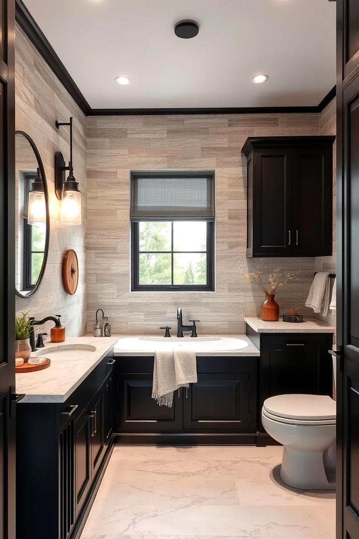 Rustic Modern Fusion - 30 bathroom with black cabinets ideas