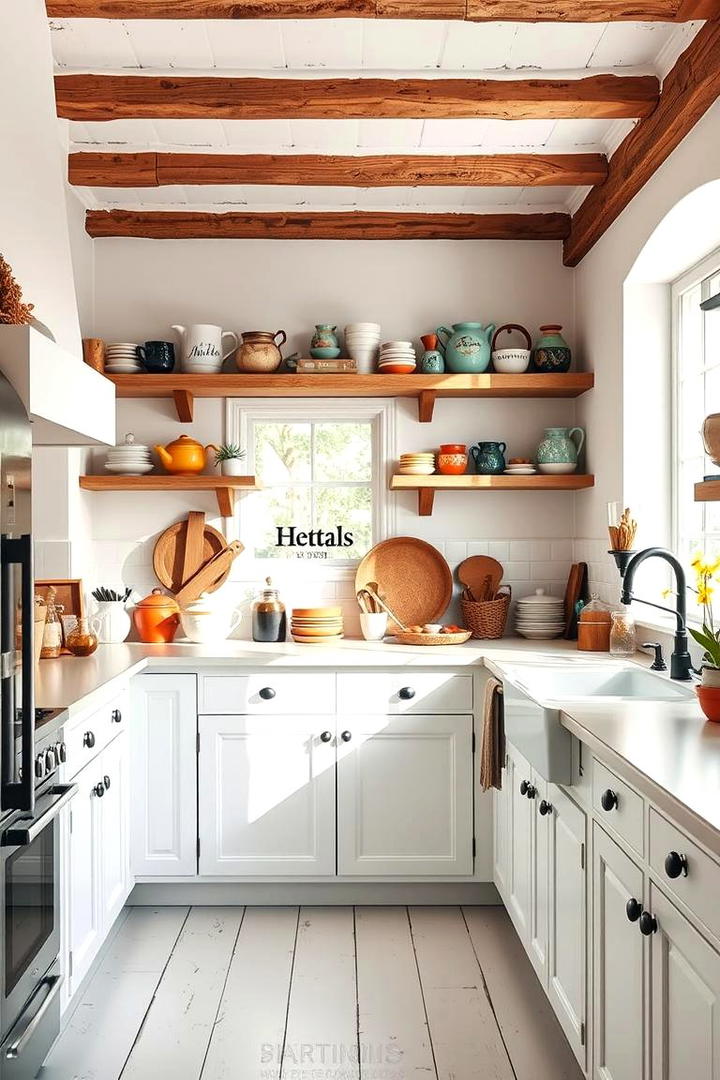 Rustic Open Shelving Charm - 30 Rustic White Kitchen Ideas