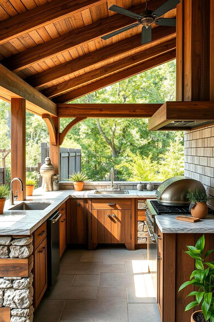 Rustic Outdoor Kitchen - 30 Rustic Landscaping Ideas