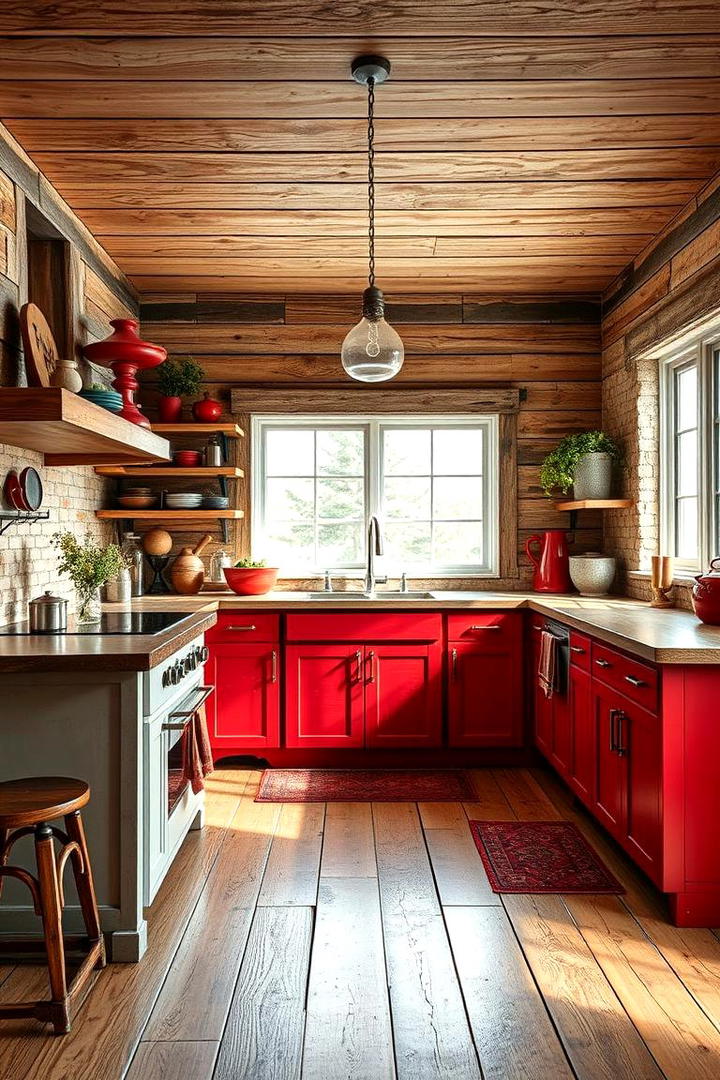 Rustic Red Farmhouse Kitchen - 30 Red Kitchens