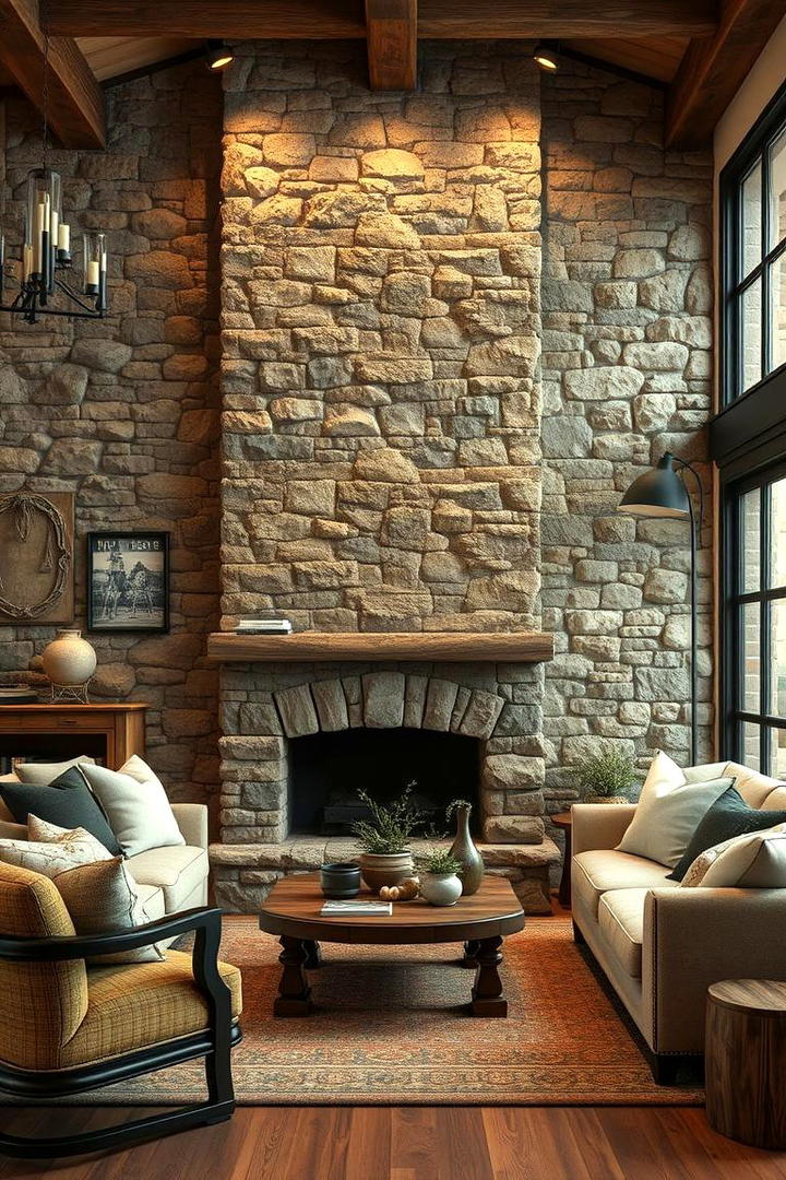 Rustic Stone Accent Wall - 30 Stone Wall Ideas