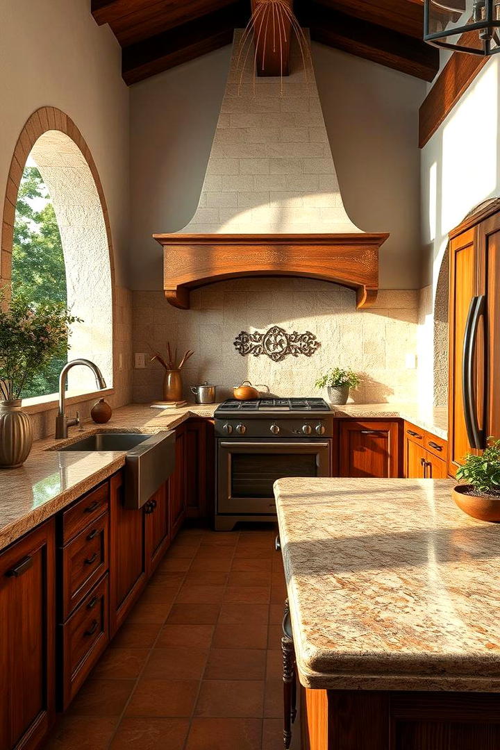 Rustic Stone Countertops - 30 Spanish Style Kitchen Ideas