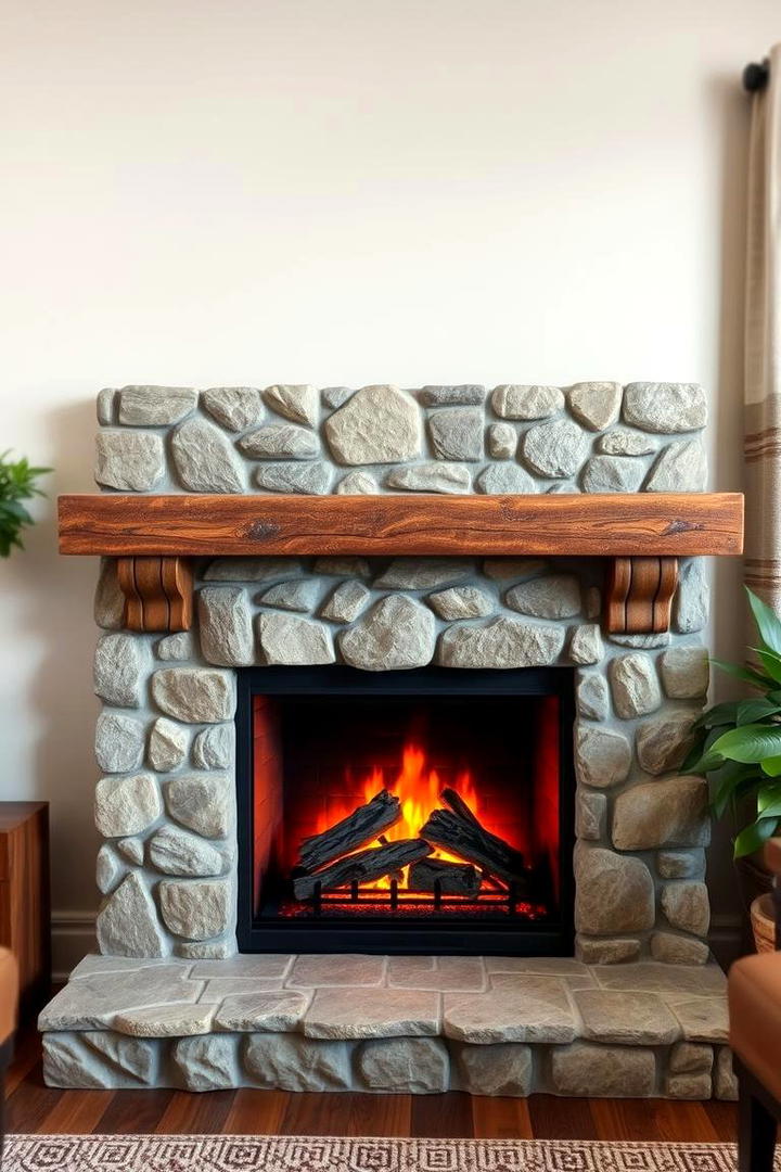 Rustic Stone Faux Fireplace - 30 Faux Fireplace Ideas