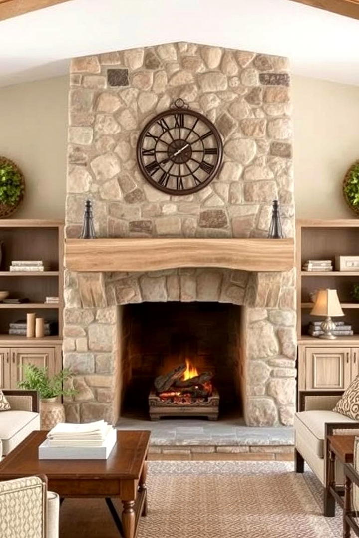 Rustic Stone Hearth Charm - 30 French Country Fireplace Ideas