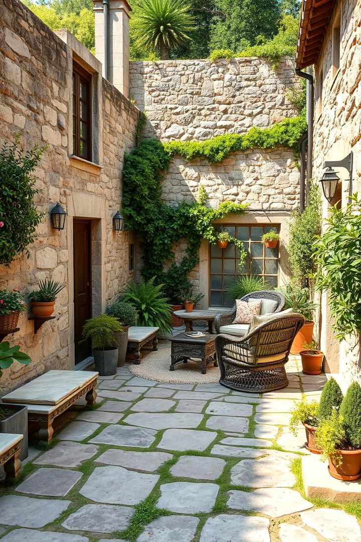 Rustic Stone Patio Garden - 30 Patio Garden Ideas