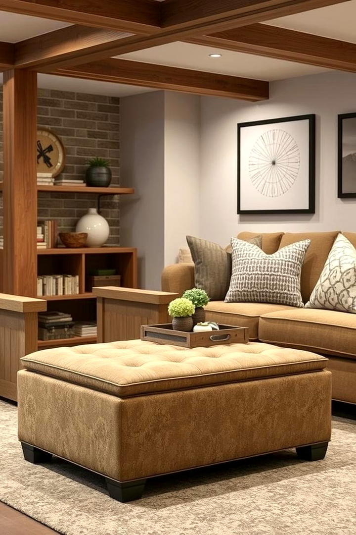 Rustic Storage Ottoman - 30 Basement Furniture Ideas