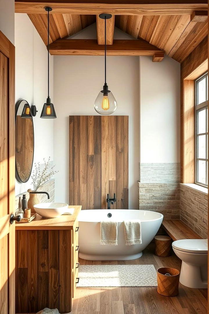 Rustic Warmth - 30 Bathroom Pendant Lighting Ideas