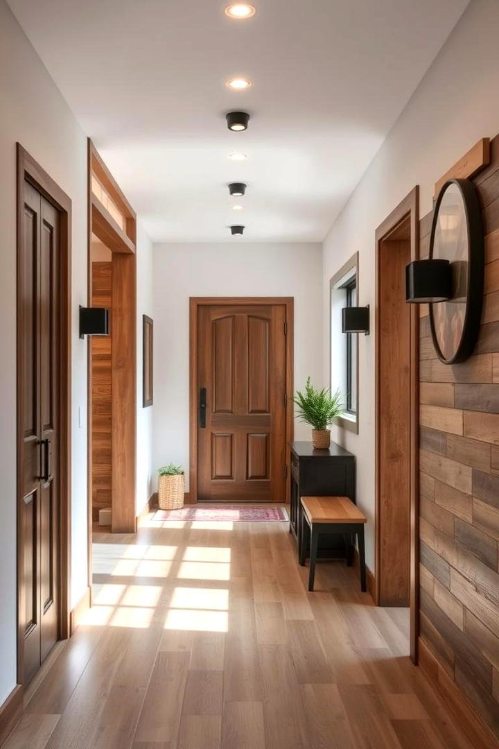 Rustic Wood Accents - 30 Hallway Decor Ideas