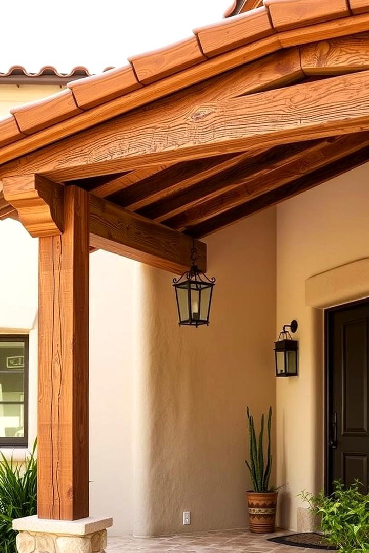 Rustic Wood Beams - 30 spanish style front porch ideas