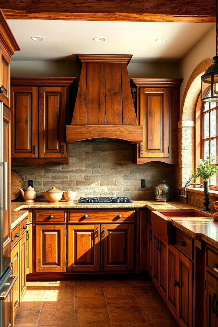 Rustic Wood Cabinets - 30 Tuscan Kitchen Design Ideas