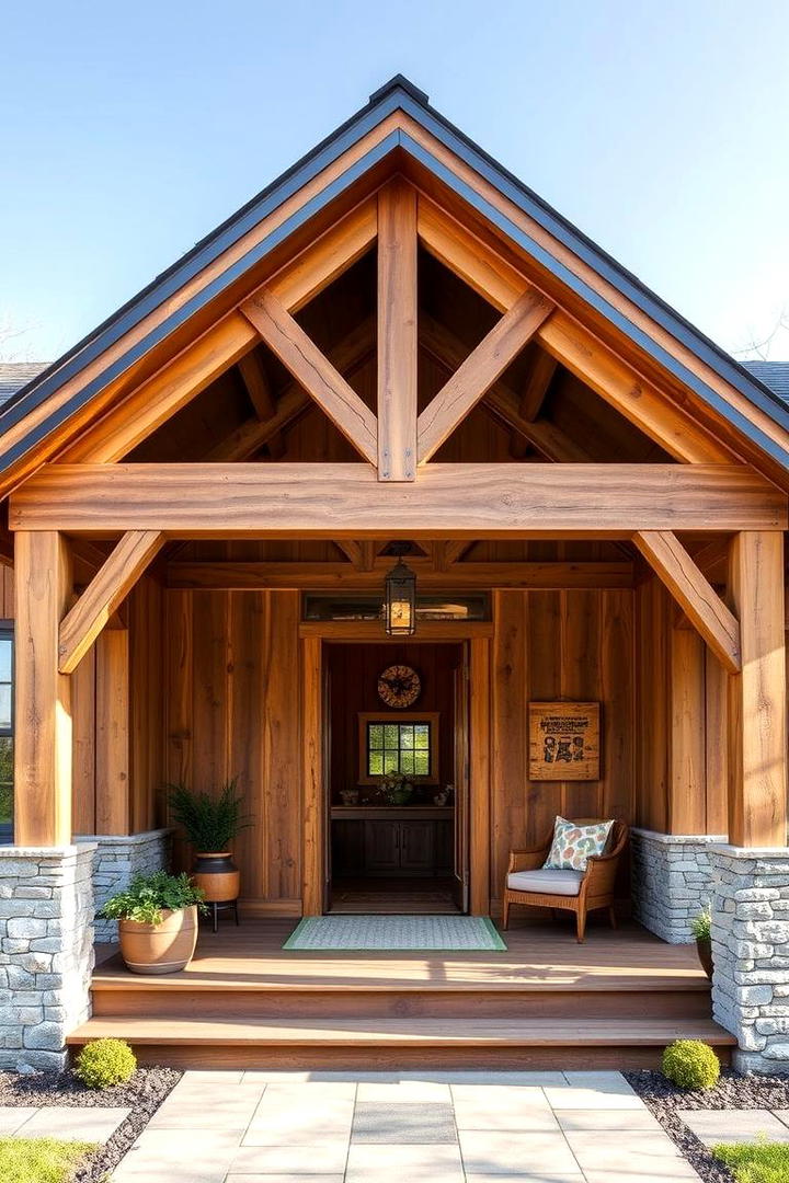 Rustic Wood Detailing - 30 Barndominium Front Porch Ideas