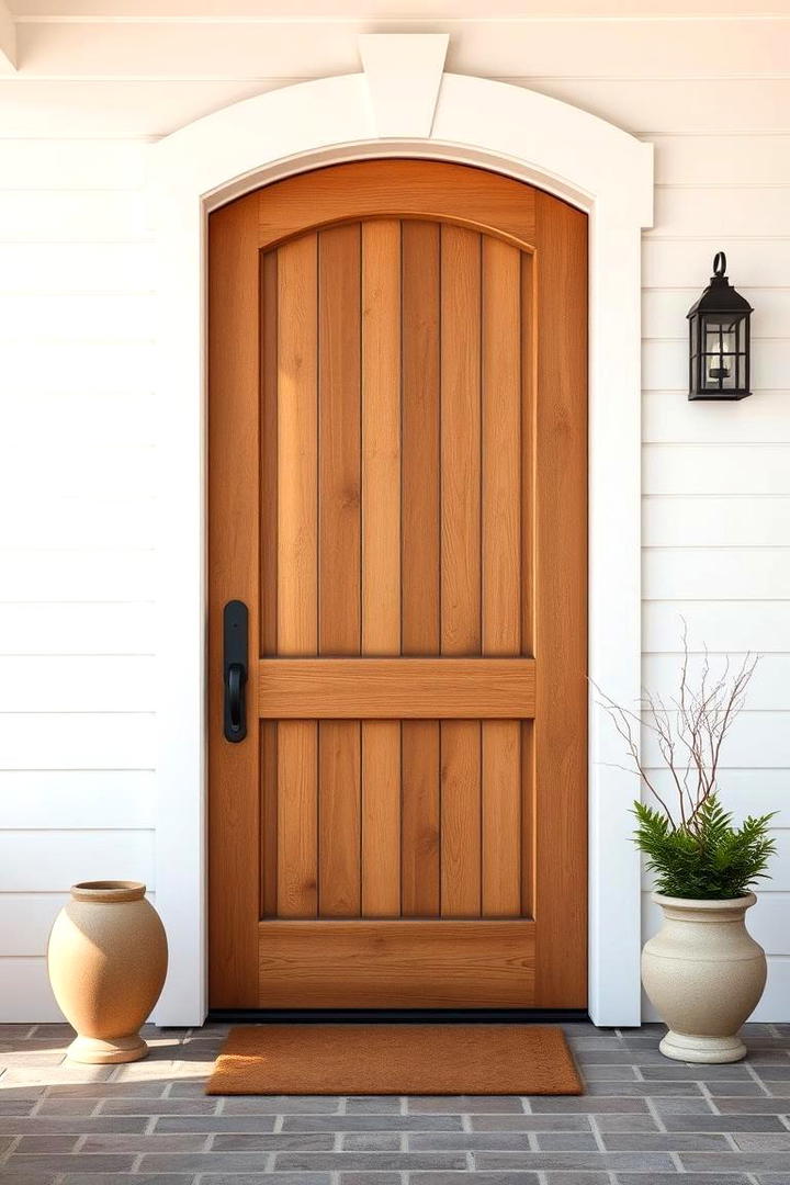 Rustic Wood Door with Classic Charm - 30 Farmhouse Front Door Ideas