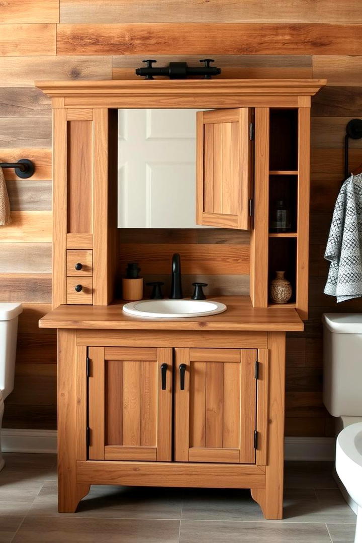 Rustic Wood Vanity Accents - 30 Small Bathroom Vanity Ideas