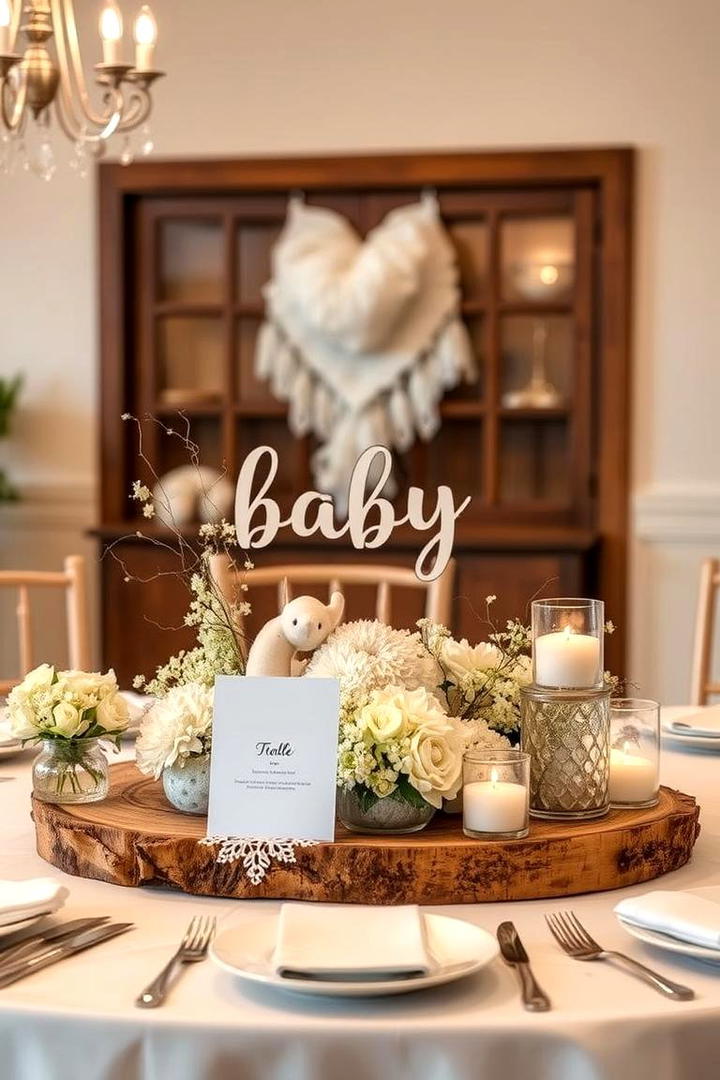 Rustic Wood and Lace Display - 30 Baby Shower Centerpiece Ideas