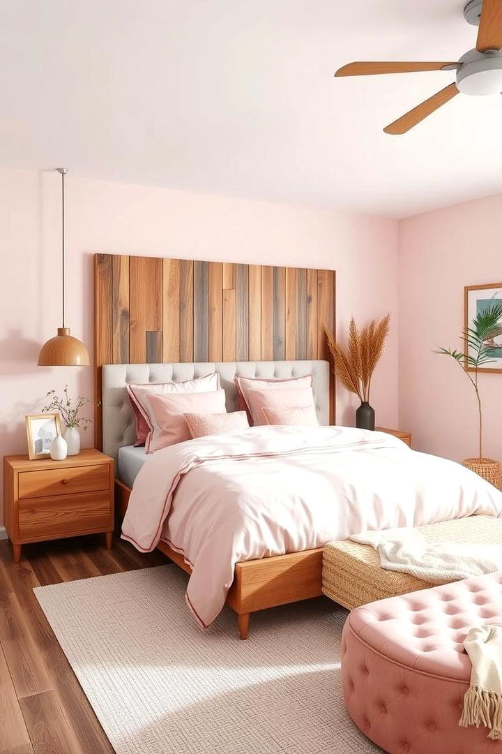 Rustic Wood and Modern Fusion - 30 Pink Boho Bedroom Ideas