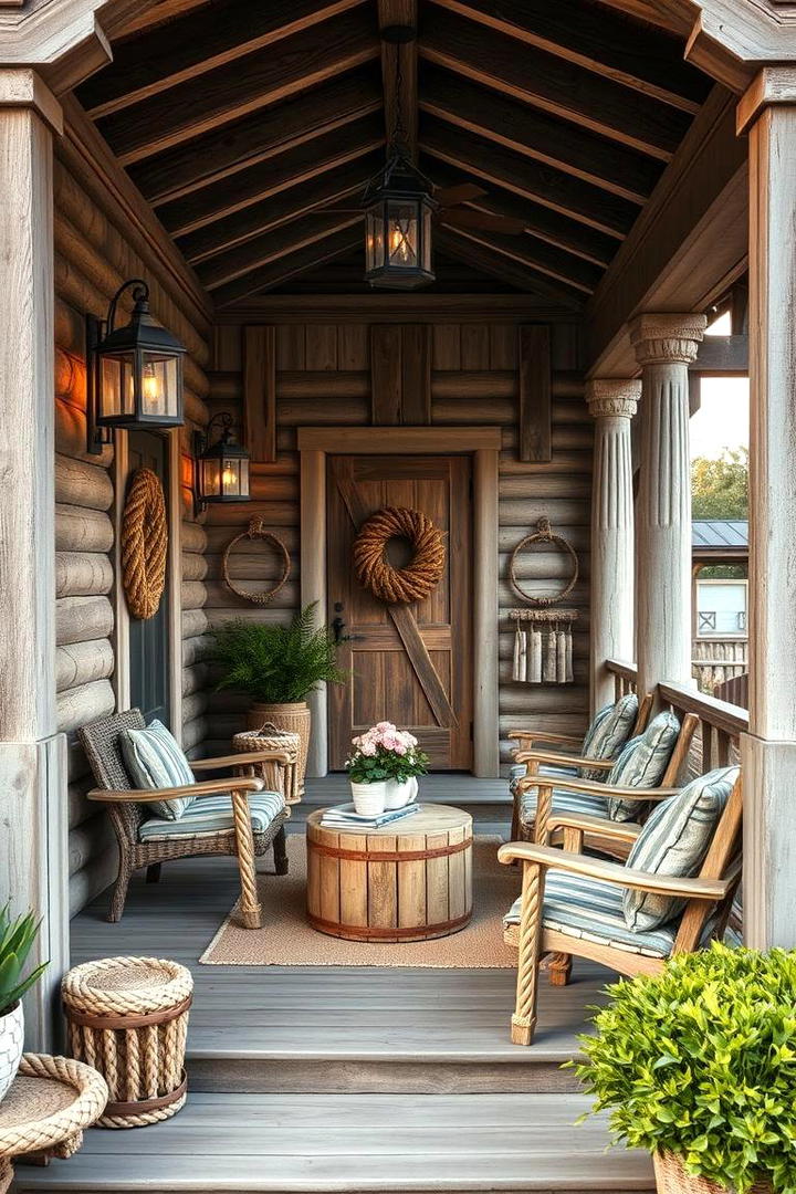 Rustic Wood and Rope Decor - 30 Rustic Front Porch Ideas