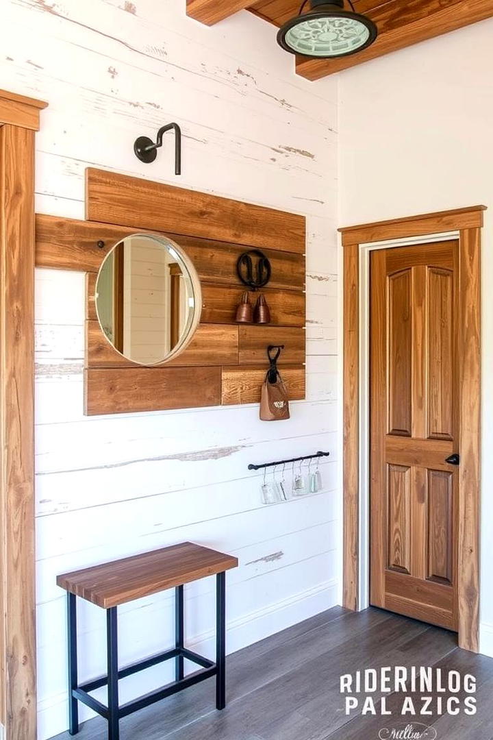 Rustic Wooden Accents - 30 Entryway Wall Ideas