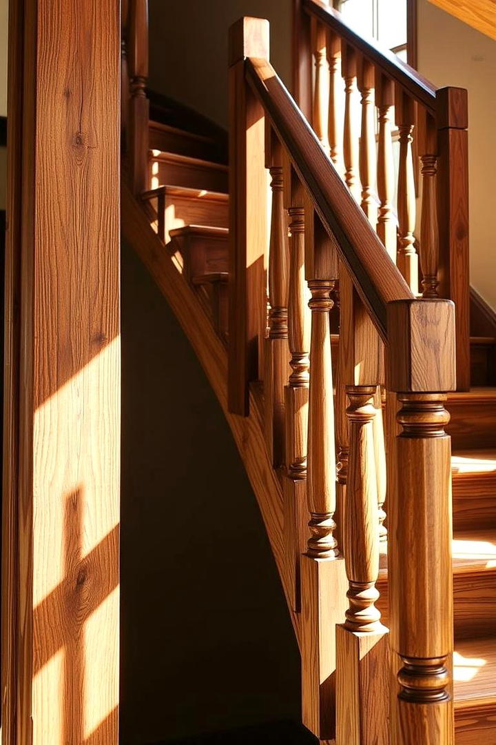 Rustic Wooden Baluster Railing - 30 Wood Stair Railing Ideas