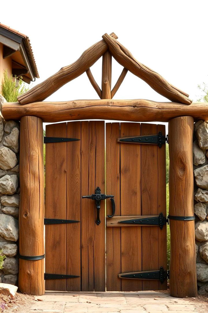 Rustic Wooden Entrance Gate - 30 Front Gate Ideas