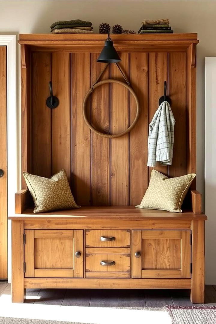 Rustic Wooden Entry Bench - 30 Entryway Bench Ideas