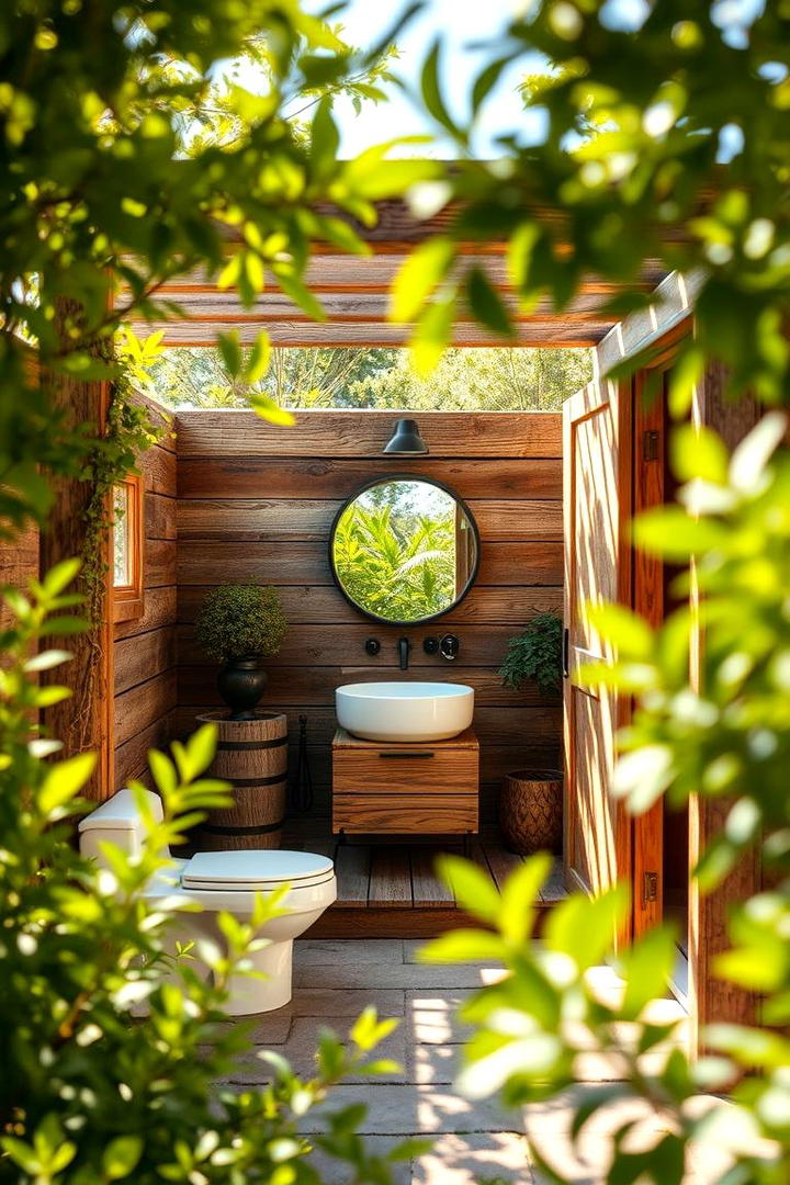 Rustic Wooden Haven - 30 Outdoor Bathroom Ideas