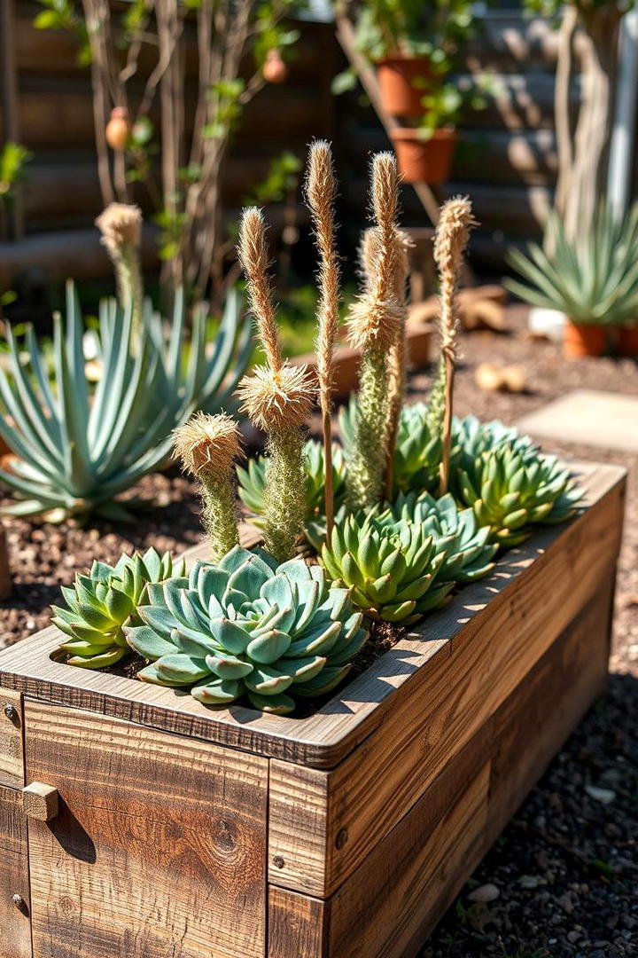 Rustic Wooden Planter Box - 30 Outdoor Succulent Container Ideas