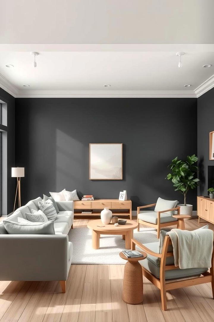 Scandinavian Lightness - 30 Contrasting Living Rooms With Dark Grey Walls