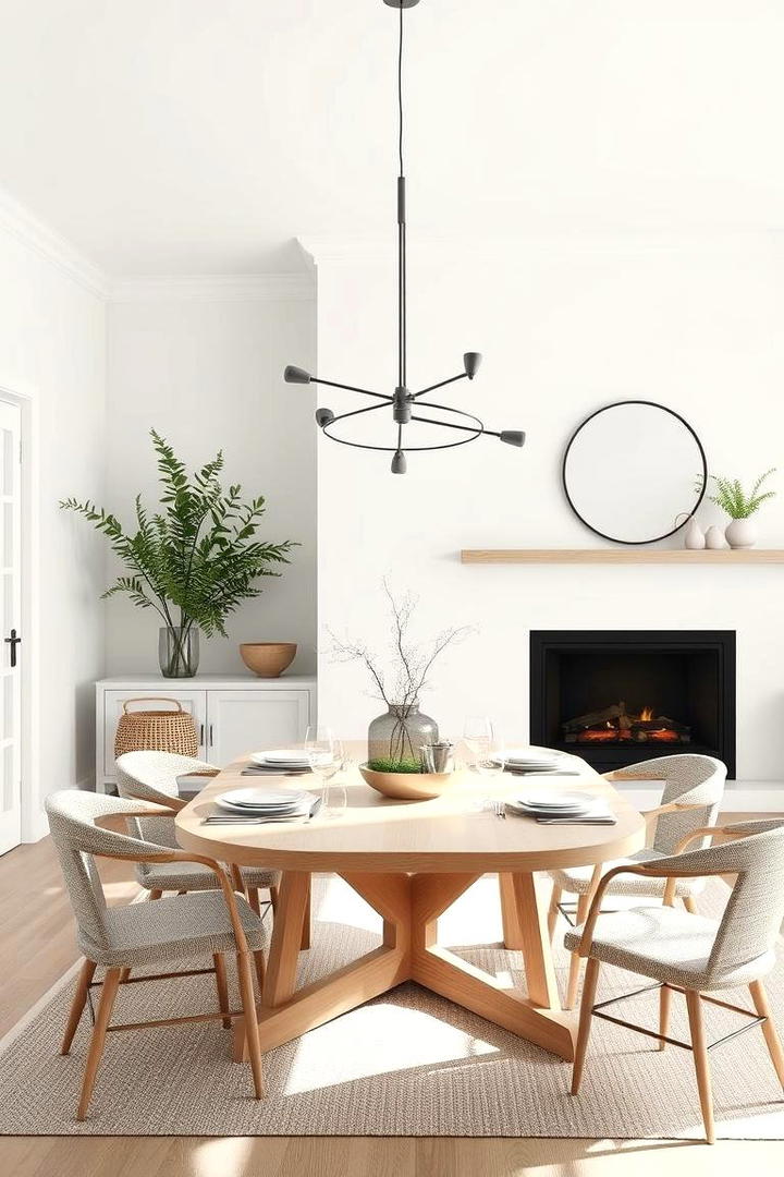 Scandinavian Simplicity Glow - 30 Dining Room With Fireplace