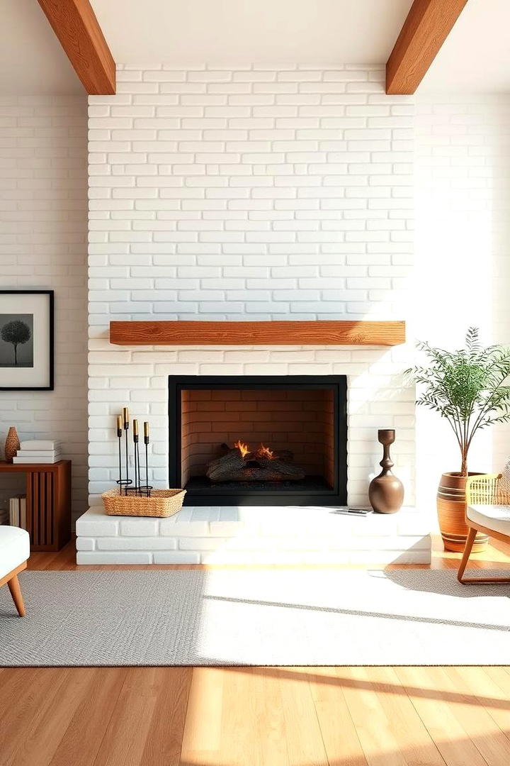 Scandinavian White Brick Simplicity - 30 White Brick Fireplace Ideas